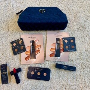 Cle De Peau Navy Cosmetic Pouch & Make Up Samples Set